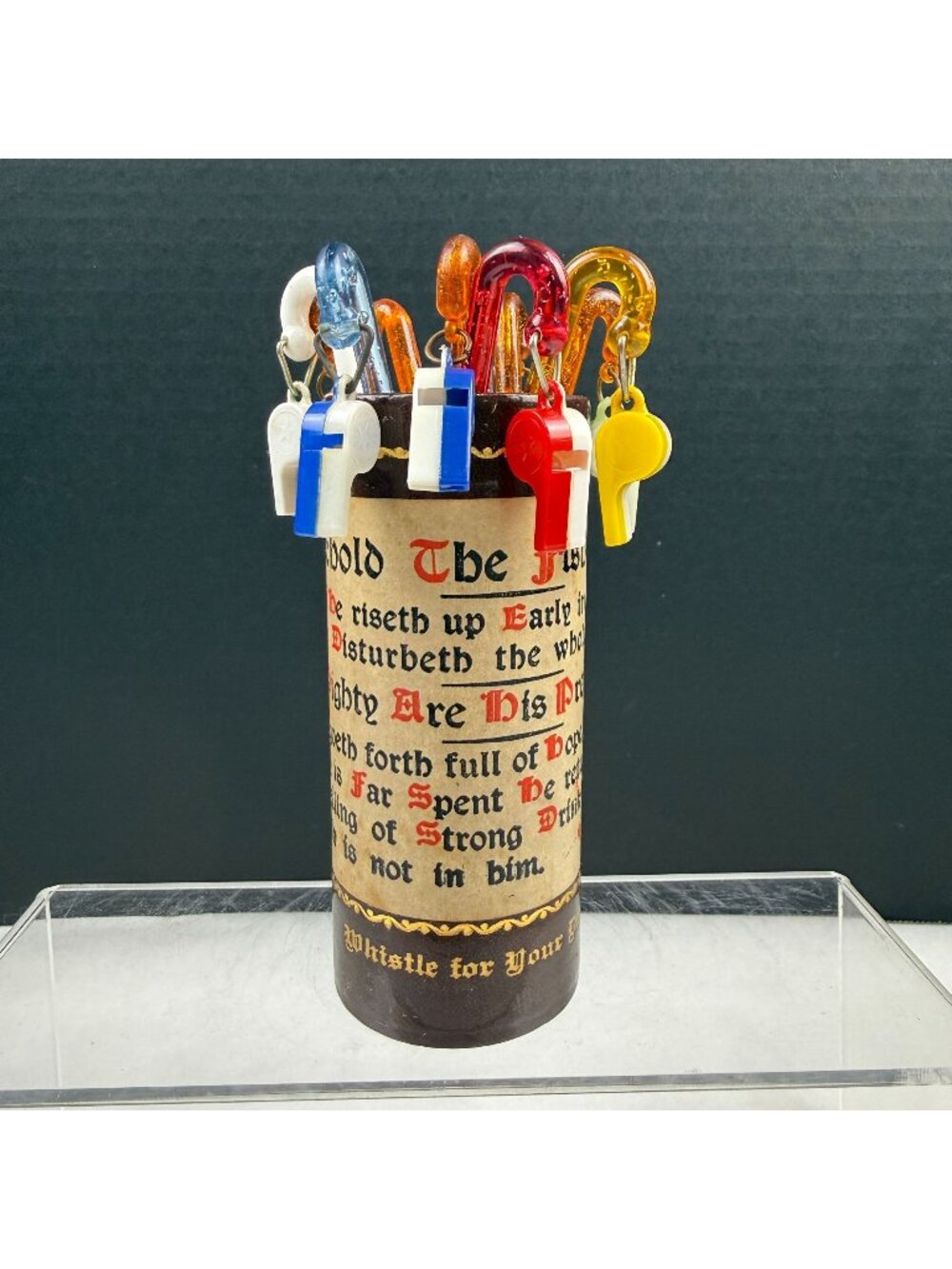 Vintage Whistle For Your Drink Cup With 10 Stirrers Fisherman Themed Drinkware